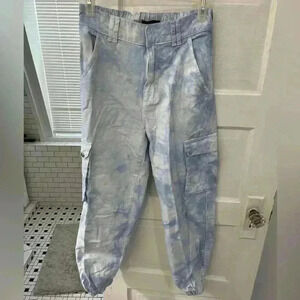 Forever 21 baby blue tie dye‎ cargo utility jogger pants size small